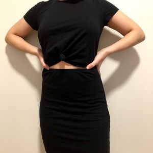 Black Front-Tie Dress